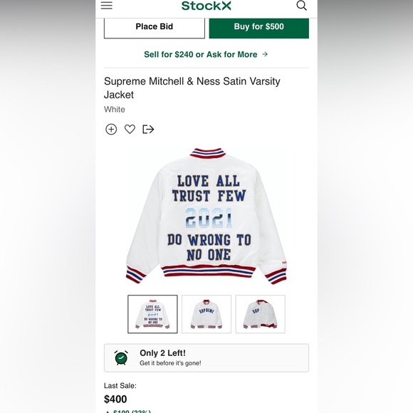 Supreme Mitchell & Ness Satin Varsity
Jacket - Picture 6 of 12